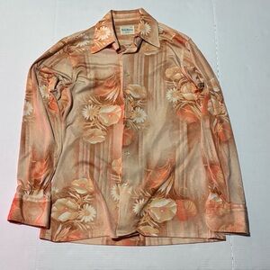 Vintage Nicola Mancini Casual Button Down Shirt - Orange Floral